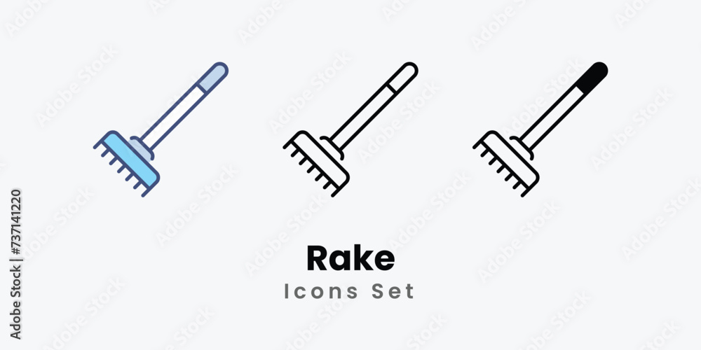 Rake icons set autumn icons vector stock illustration. - obrazy, fototapety, plakaty 