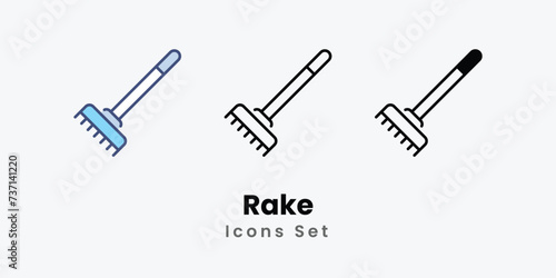 Rake icons set autumn icons vector stock illustration.