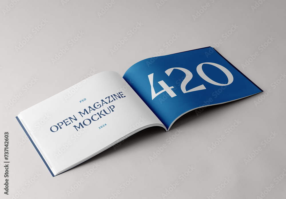 Open Horizontal Magazine Mockup Stock Template | Adobe Stock