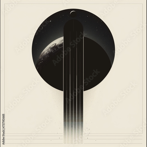 A retro minimalist album cover,design, abstract cosmic patterns and geometric shapes, in black and gray tones, simple and sophisticated.