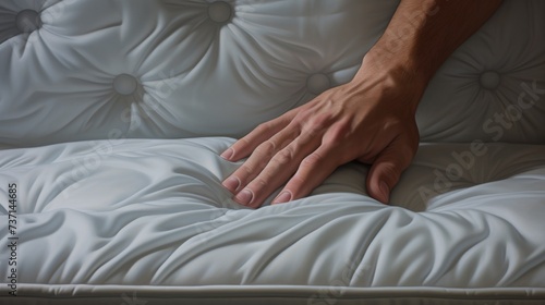  hand  on the mattress 
