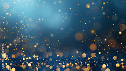 Starry Night: Gold Dust Sparkles on a Blue Background