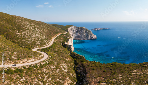 Obraz na płótnie White cliffs and Mizithres rocks on Zakynthos island in Greece. w salonie
