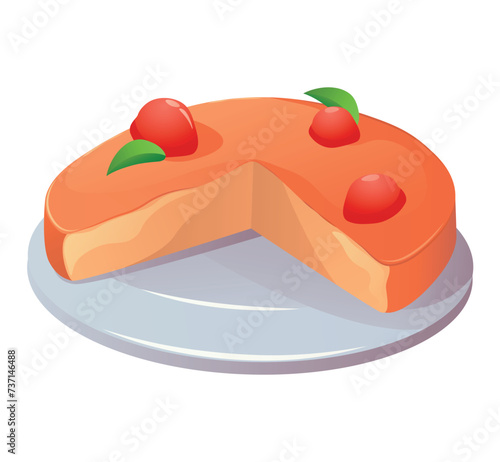 Cake of colorful set. This artwork captures the essence of a delicious cake with its colorful design and lively cartoon style against a bright white background. Vector illustration.