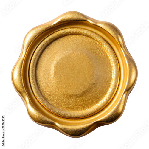 gold wax seal stamp isolated on transparent background photo