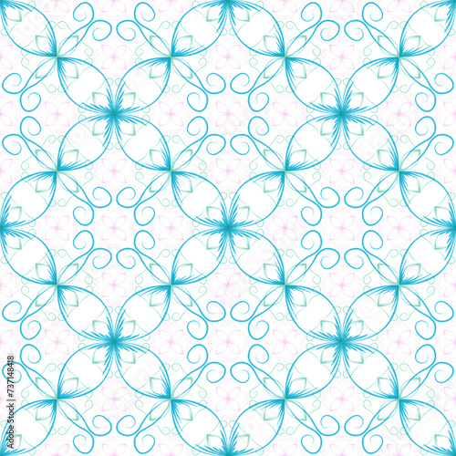 Modern art deco geometric floral vector seamless pattern. Fabric print design.