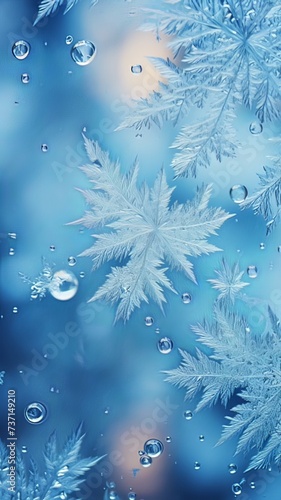 Vertical AI illustration crystalline elegance of frost and droplets. Background and textures concept