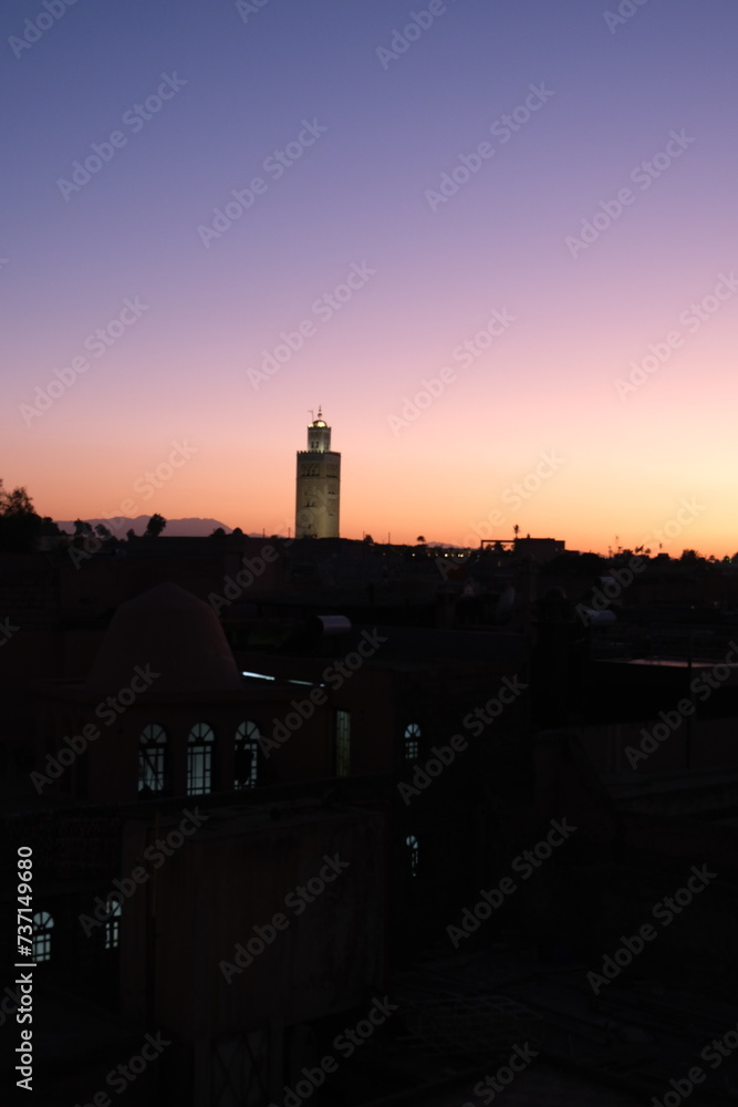 Coucher de soleil Marrakech Maroc