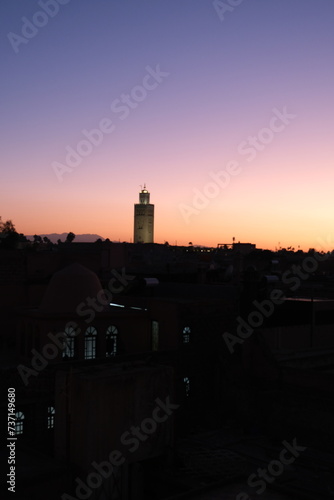 Obraz na płótnie Coucher de soleil Marrakech Maroc w salonie