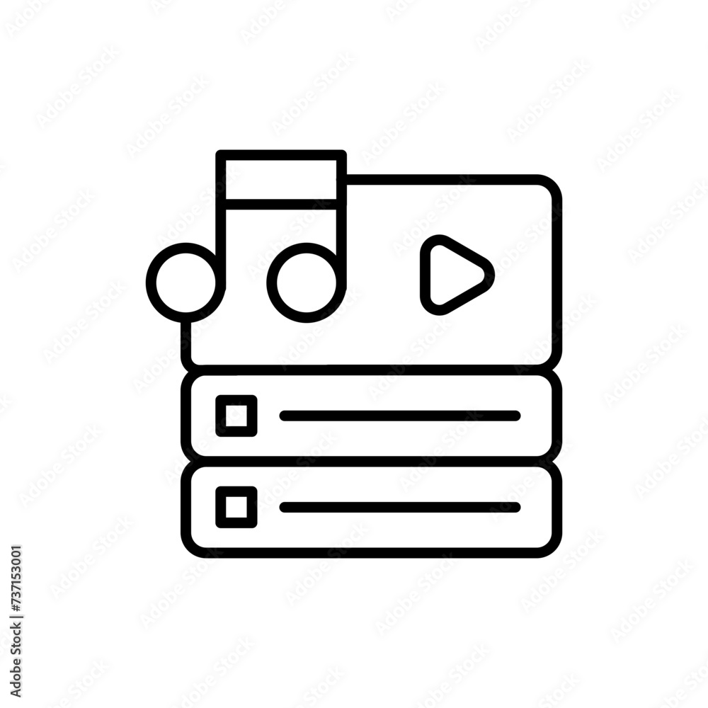 Playlist outline icons, minimalist vector illustration ,simple transparent graphic element .Isolated on white background Playlist outline icons, minimalist vector illustration ,simple transparent graphic element .Isolated on white background