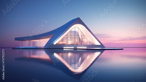 Abstract polygonal building exterior design, conceptual architectural design