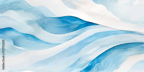 Wallpaper Mural abstract soft blue and white abstract water color ocean wave texture background .Fluid blue ocean wave layer Tsunami wave background in flat cartoon style. Big blue tropical water splash.	 Torontodigital.ca