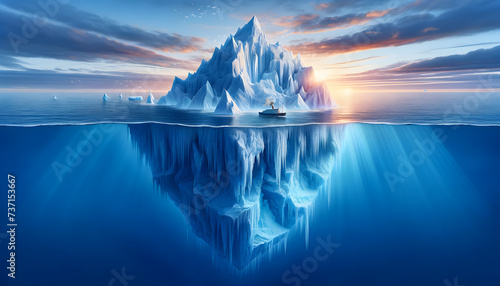 illustration d'un iceberg, idéal pour infographie sur le climat, le développement personnel ou les compétences invisibles photo