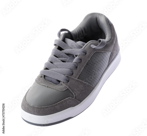 Grey sneakers isolated on white background. New footwear minimal casual style. with clipping path
