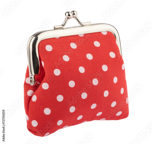red cash wallet isolated over white background. Charge purse with clipping path