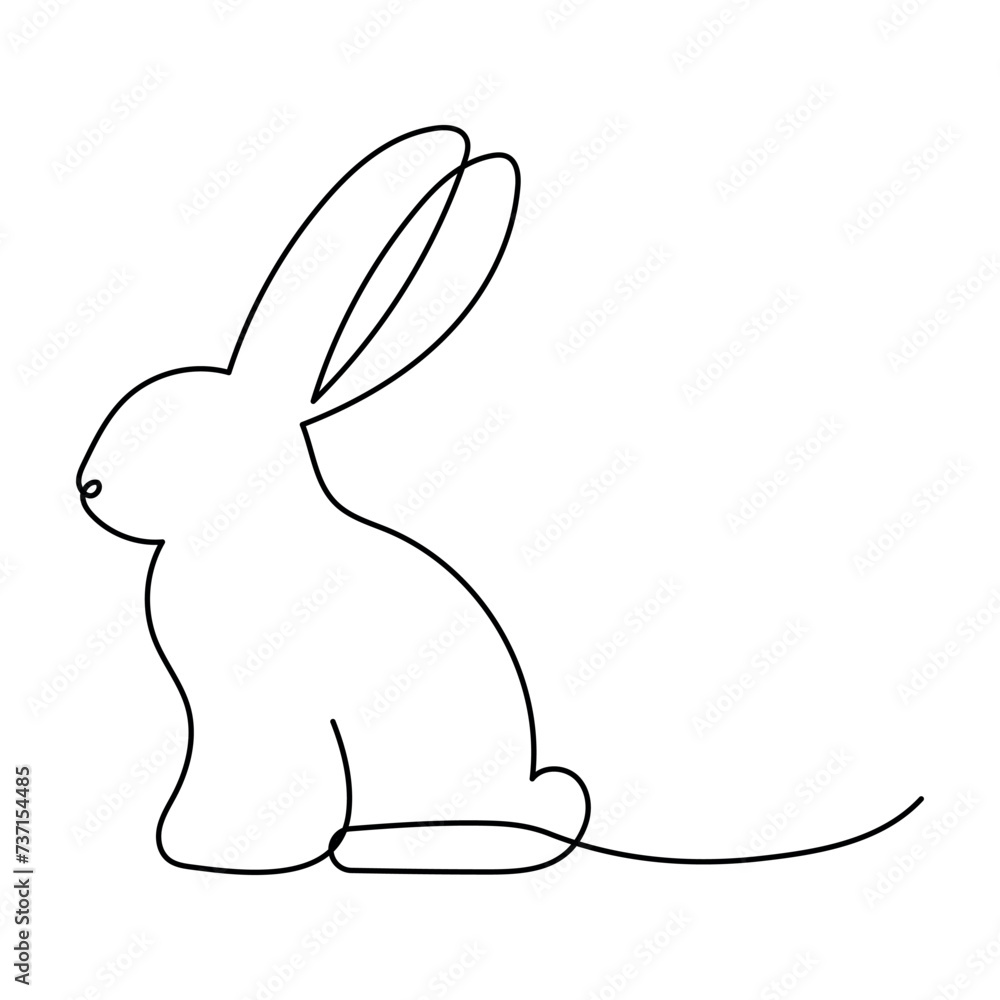 Rabbit continuous one line drawing outline vector illustration Rabbit continuous one line drawing outline vector illustration