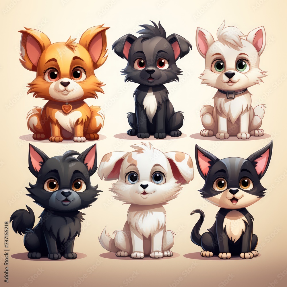 Collection of dog illustrations on a white background. Collection of dog illustrations on a white background.