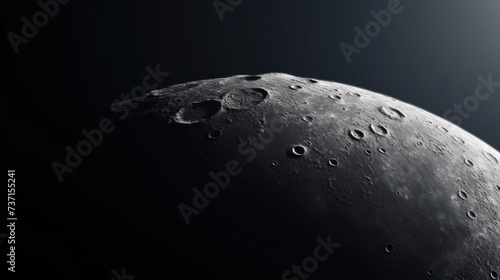 a close up surface moon with a bright spot middle moon background. photo