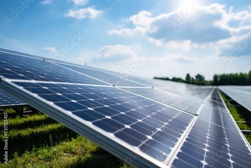 Solar panels as an alternative source of electricity  promoting green energy 3D rendering