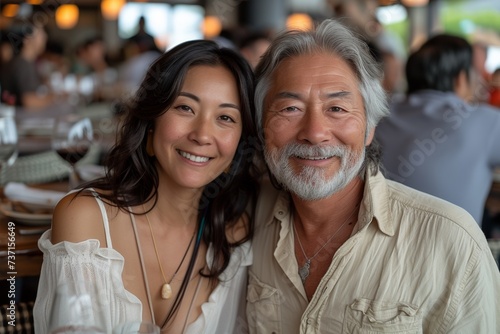 A happy senior couple celebrates love and togetherness outdoors, radiating joy and positive energy.