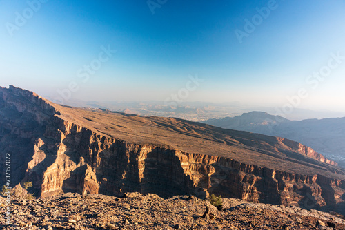 Golden hour in Jebel Shams, Balcony Walk trial, Oman, Ad Dakhiliyah Governorate, Al Hajar Mountains photo