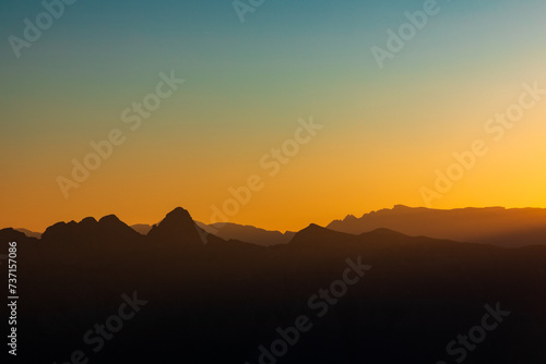 Sunset over Al Hajar Mountains  Jebel Shams  Balcony Walk trial  Oman  Ad Dakhiliyah Governorate