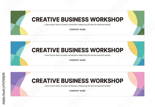 This is a set of modern style business banner design templates for schools, companies, lectures, workshops, events, and presentations.
