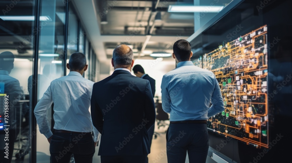 A meeting of IT engineers, they talk about various novelties and trends and exchange their observations, project ideas and the direction of development of the IT industry