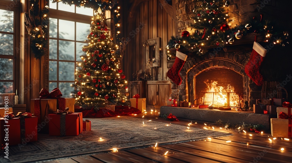 Digital Illustration of Merry Christmas Background