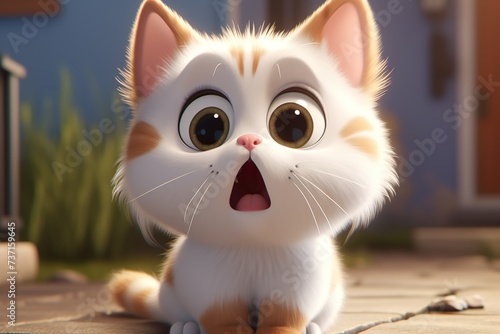 3d cute cartoon cat with nice background made with AI  © Umar