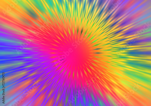 Tęczowy geometryczny gwiaździsty ażurowy kształt w żywej kolorystyce z rozmyciem ruchu - abstrakcyjne tło