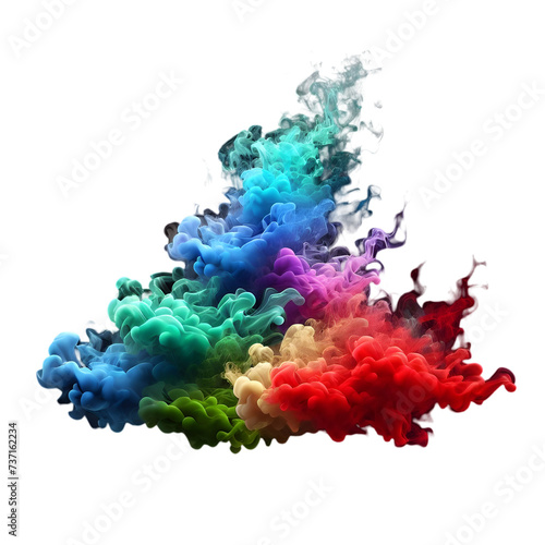 colorful smoke isolated on transparent background 