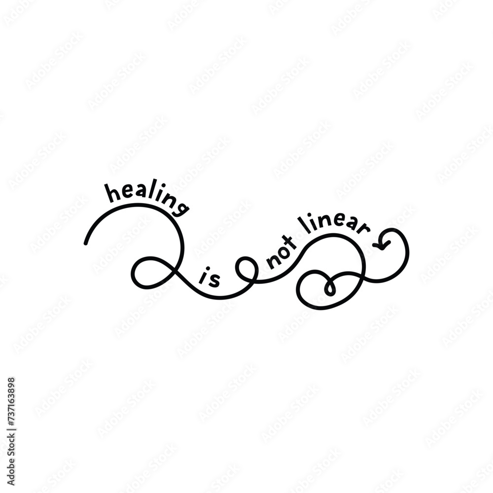 Healing is note linear,World Mental Health Day vector Healing is note linear,World Mental Health Day vector