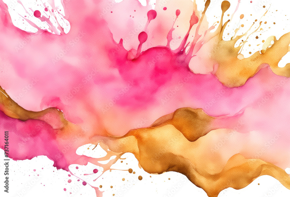 Warm Pink and Gold Watercolor Layers