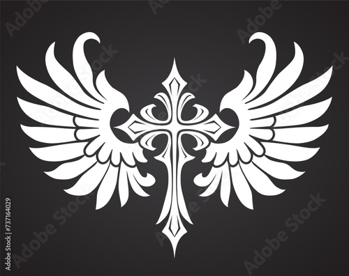 cross with wings beautiful white religious symbol