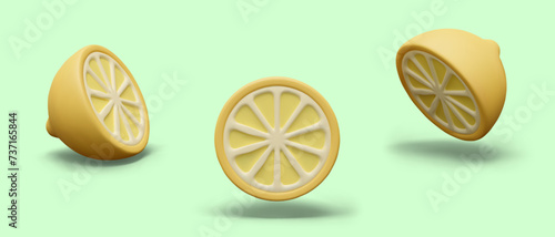 Half of ripe lemon. Vector illustration for culinary sites, restaurants, cafeterias, confectionery