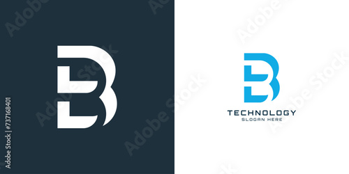 Technology B Logo Template Vector Icon Illustration Design photo