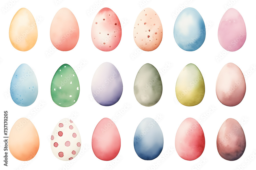Easter Eggs. Set of illustrations in watercolor style Easter Eggs. Set of illustrations in watercolor style