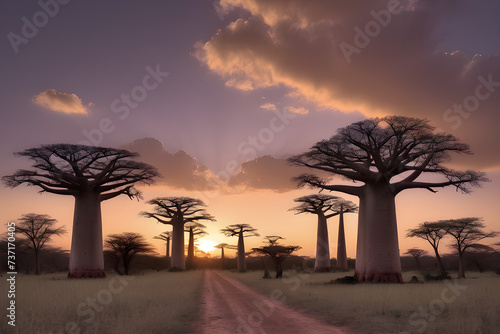 Baobab tree forest.  Generative AI, 생성형, 인공지능