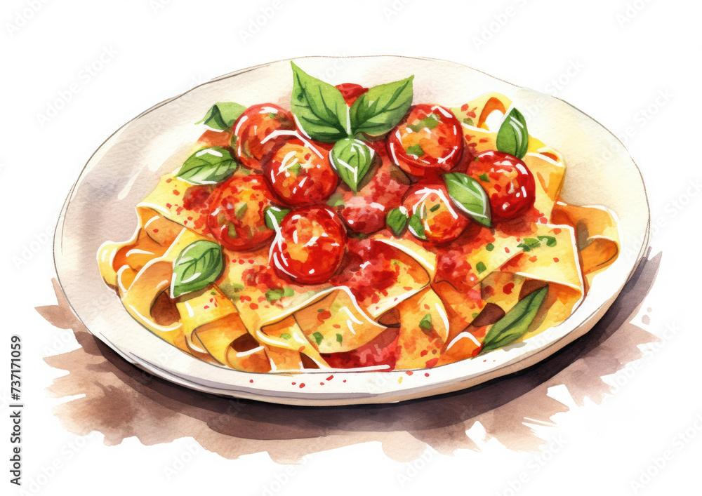 Plate of Pasta With Tomatoes and Basil Plate of Pasta With Tomatoes and Basil