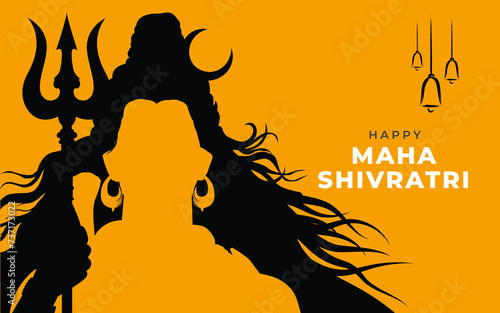 Maha Shivratri Festival Background with Lord Shiva Illustration, Happy Maha Shivratri Greeting