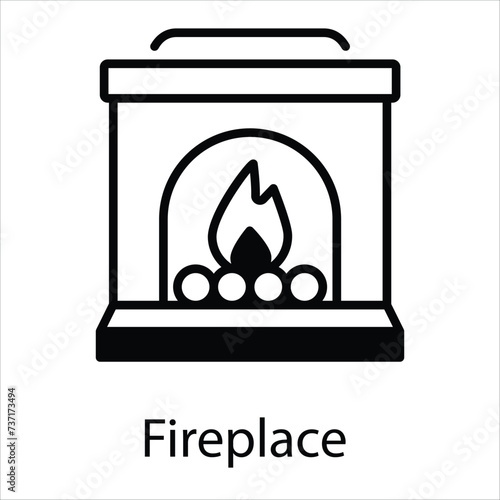 Fireplace Fireplace  Icon vector, Such Line sign as autumn, Submission of autumn icons. Vector Computer Isolated Pictograms for Web on White Background Editable Stroke stock illustration