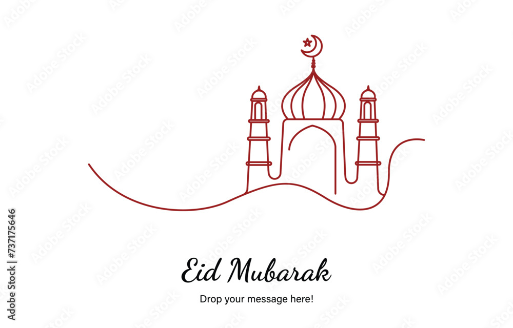 Eid Mubarak moon and mosque beautiful background with Vector