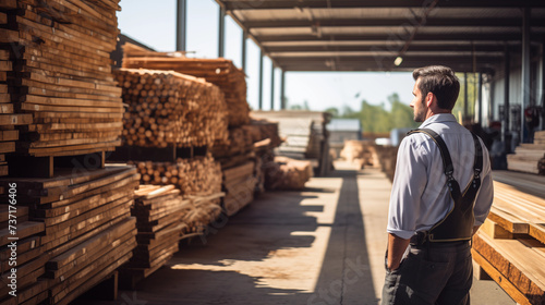 builder / worker choosing lumber in a lumber yard