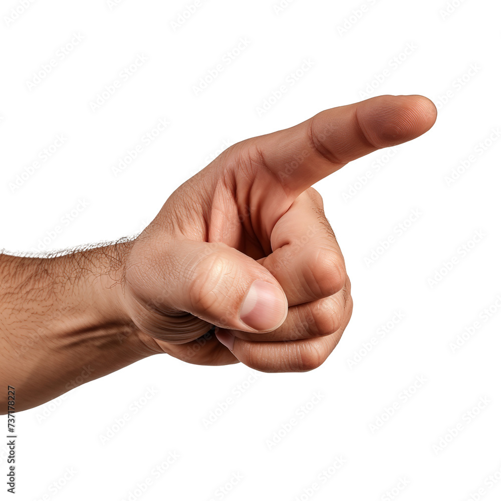 Closeup of hand finger pointing isolated on transparent background, cut out, png Closeup of hand finger pointing isolated on transparent background, cut out, png
