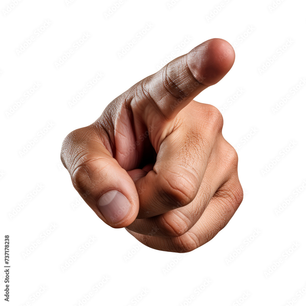 Closeup of male hand pointing isolated on transparent background, cut out, png Closeup of male hand pointing isolated on transparent background, cut out, png
