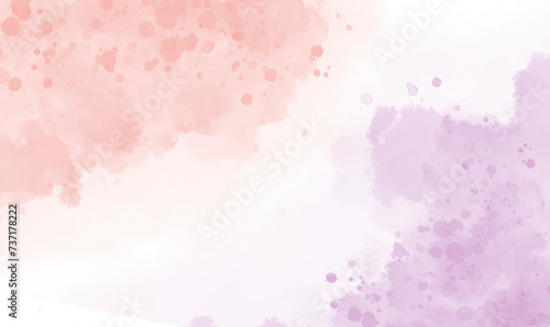 Abstract pink and violet watercolor on white background. texture design.The color splashing on the paper. It is a hand drawn on a white background. template for card, poster