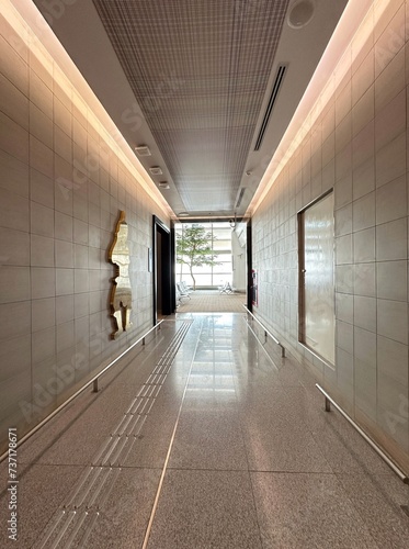 Walkway to restrooms in the airport