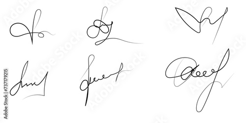 Fictitious handwritten signature isolated on white background