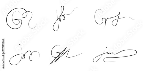 Fictitious handwritten signature isolated on white background